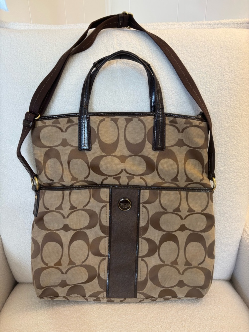 Coach Brown Signature Canvas Shoulder Tote